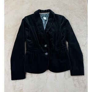 J. Crew Velvet Velour Blazer Women's Size OP Petite Black 2 Button EUC